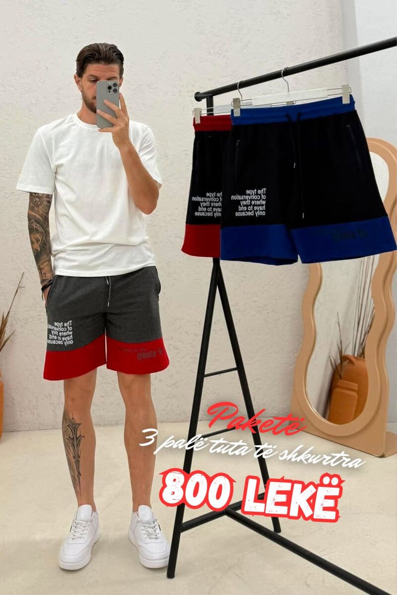PACK OF 3 PIECES TWO COLOR FRONT WRITTING MEN SHORT SWEATPANTS MULTIPLE/SHNGJ - 1