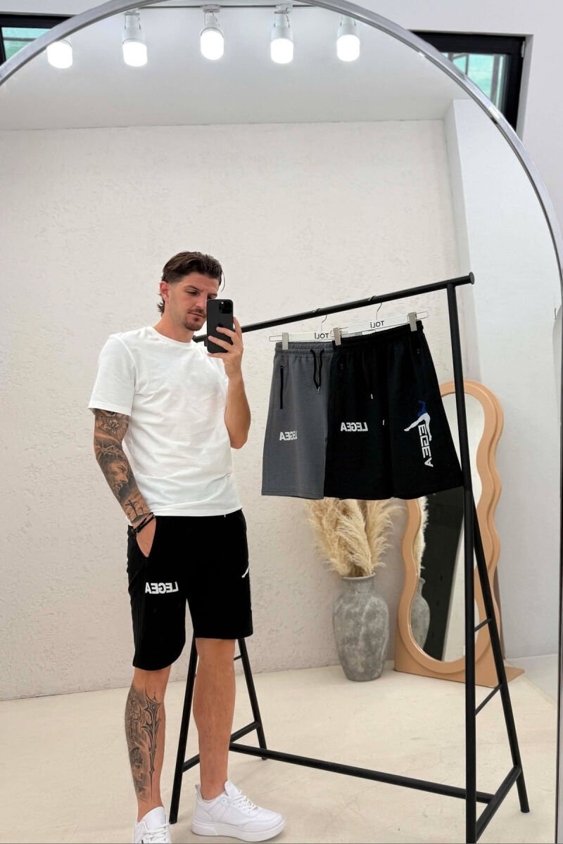 PACK OF 3 PIECES WRITTING ZIPPER POCKETS MEN SHORT SWEATPANTS MULTIPLE/SHNGJ - 2