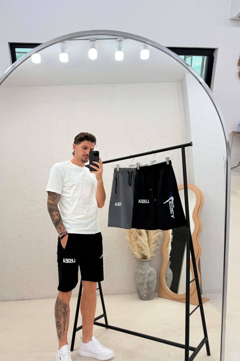 PACK OF 3 PIECES WRITTING ZIPPER POCKETS MEN SHORT SWEATPANTS MULTIPLE/SHNGJ - 3