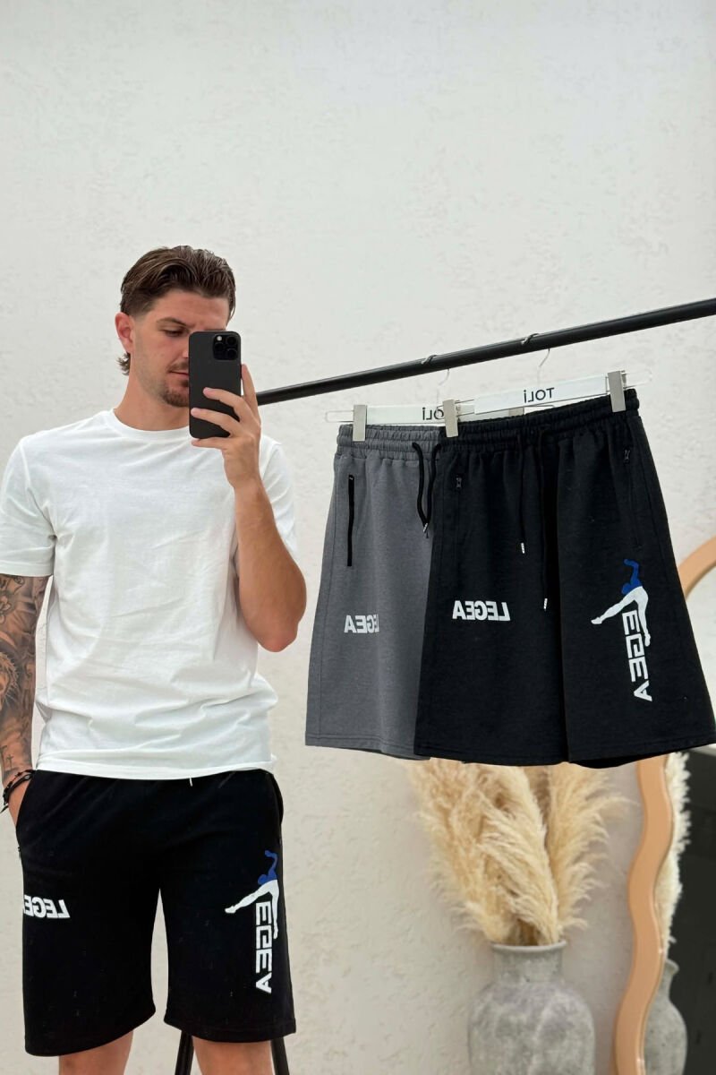 PACK OF 3 PIECES WRITTING ZIPPER POCKETS MEN SHORT SWEATPANTS MULTIPLE/SHNGJ - 4