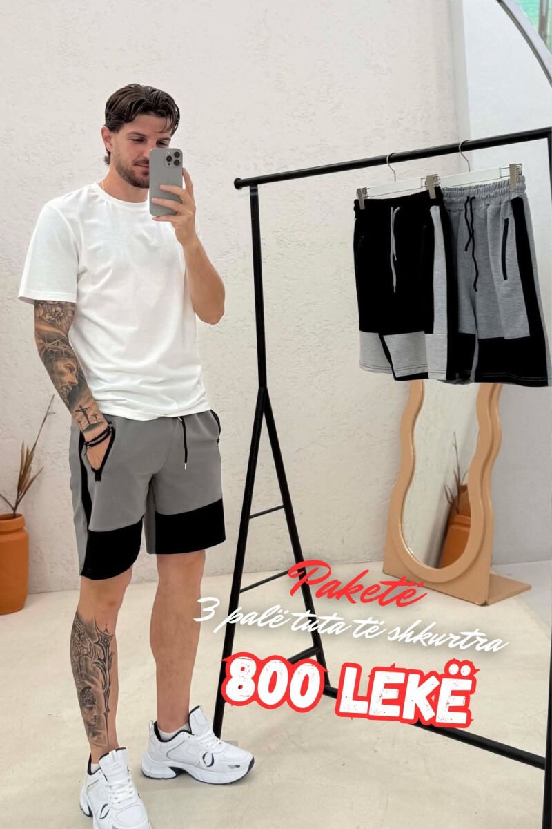 PACK OF 3 PIECES ZIPPER POCKETS LACINGS MEN SHORT SWEATPANTS MULTIPLE/SHNGJ - 1