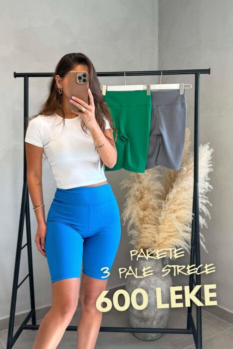 PAKETE 3 PALE STREÇE TE SHKURTRA PER FEMRA - KLAUDIO FASHION