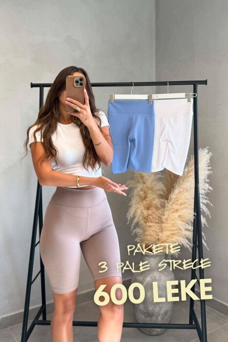 PAKETE 3 PALE STREÇE TE SHKURTRA PER FEMRA - KLAUDIO FASHION