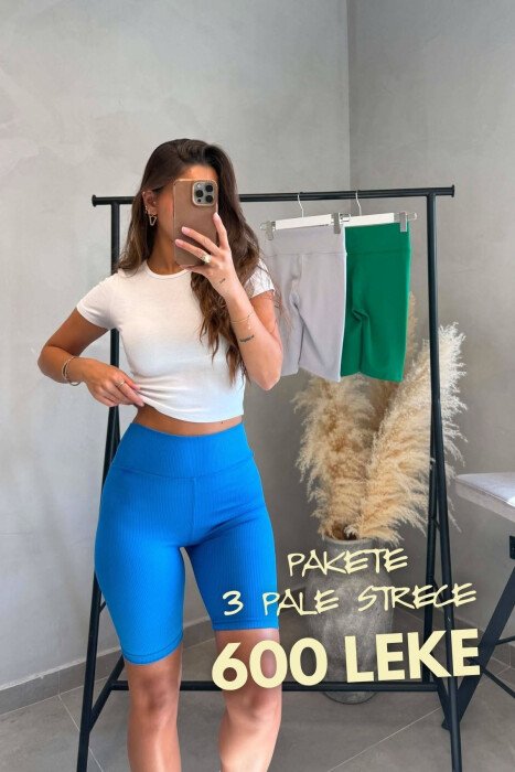PAKETE 3 PALE STREÇE TE SHKURTRA PER FEMRA - KLAUDIO FASHION