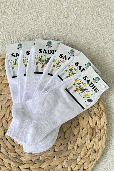 PAKETE ME 6 PALË ÇORAPE TË SHKURTRA PAMBUKU PËR MESHKUJ NË NGJYRË TË BARDHË 