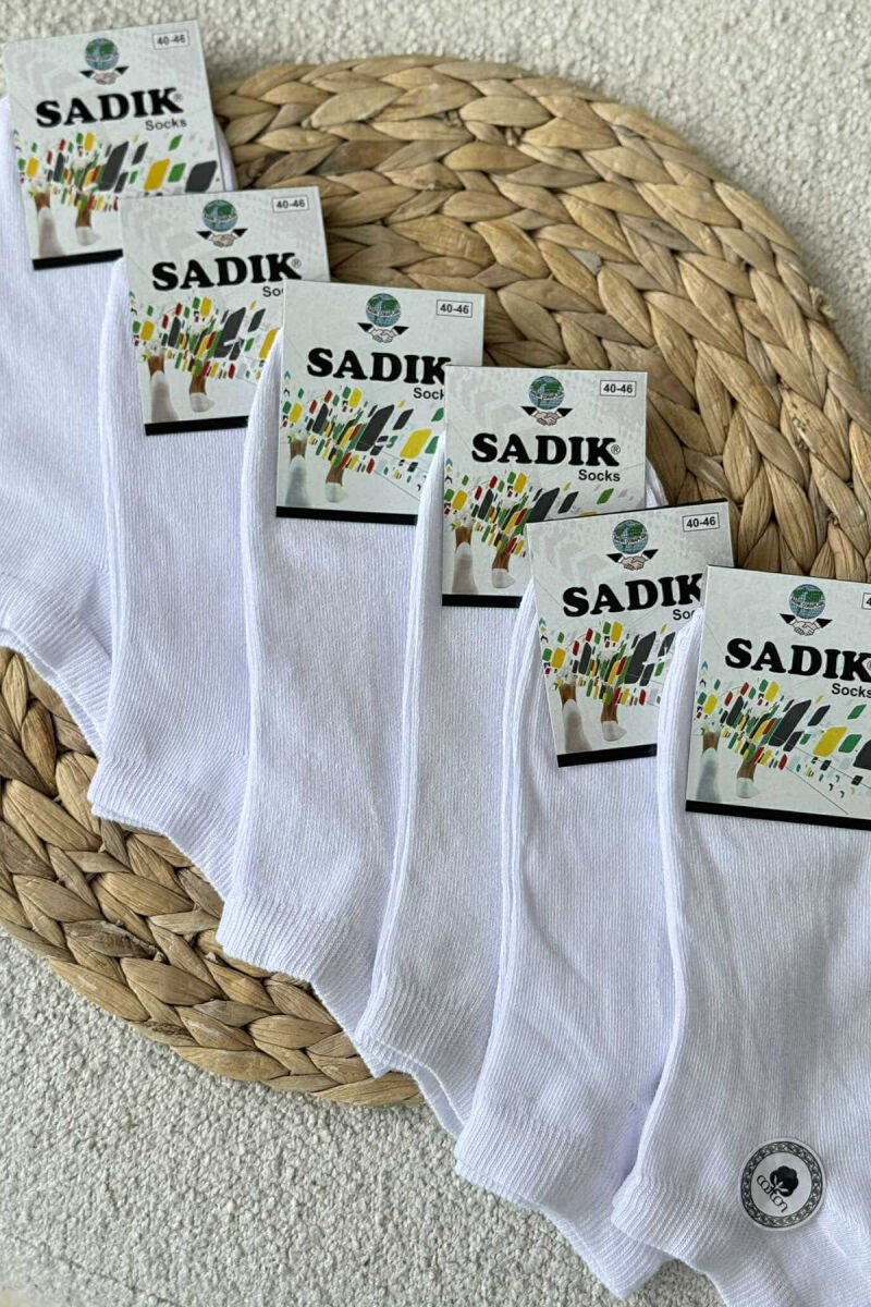 PAKETE ME 6 PALË ÇORAPE TË SHKURTRA PAMBUKU PËR MESHKUJ NË NGJYRË TË BARDHË - 3