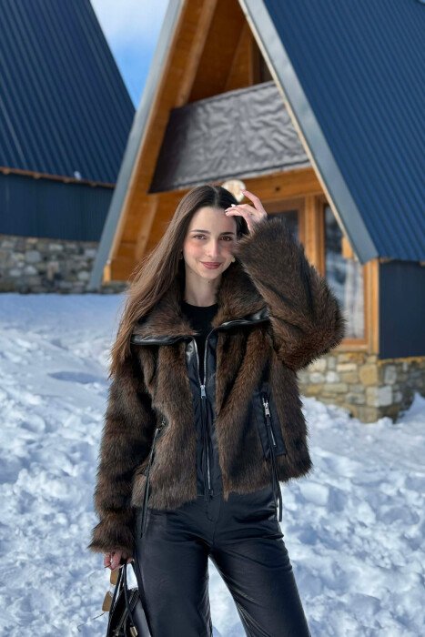 PALLTO ME GEZOF DHE ZINXHIR PER FEMRA NE NGJYRE KAFE TE ERRET - 5