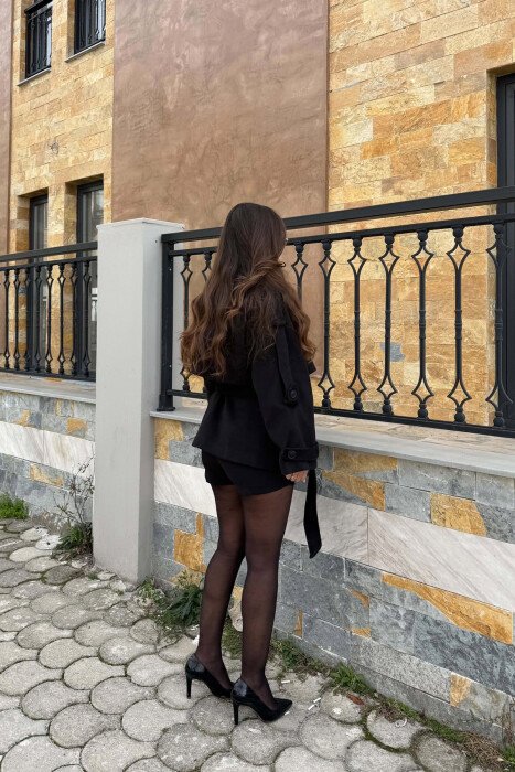 PALLTO NJE NGJYRESHE ME DETAJIN E LIDHESES PER FEMRA NE NGJYRE TE ZEZE - 5
