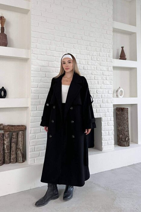 PALLTO NJE NGJYRESHE ME DETAJIN E RRIPIT PER FEMRA NE NGJYRE TE ZEZE - 3