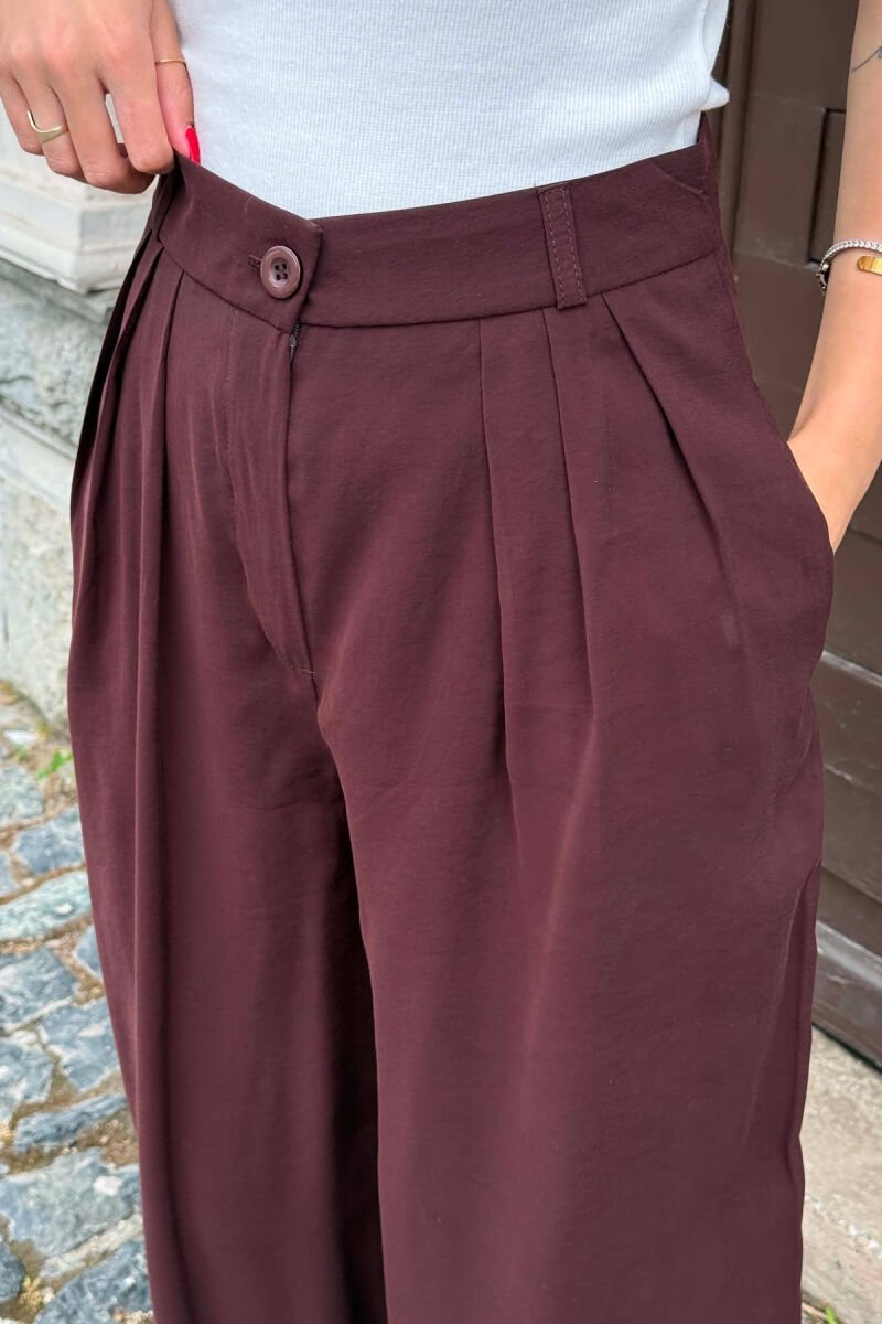 PANTALLONA TE GJERA NJE NGJYRESHE PER FEMRA NË NGJYRE KAFE TE ERRET - 8