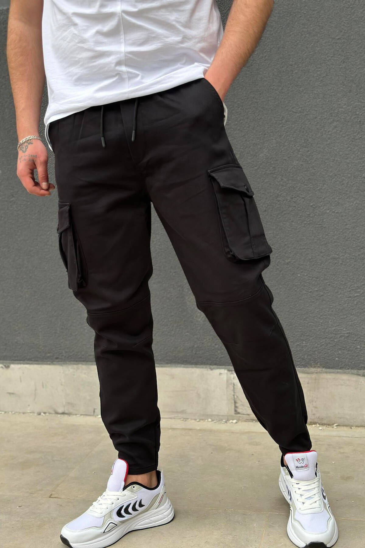 ONE COLOR POCKET MEN CARGO PANTS BLACK/ E ZEZE CARGO PANTS KLAUDIO