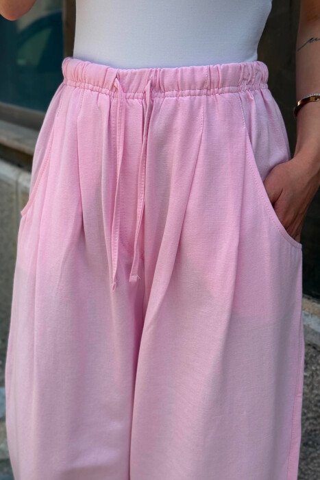PANTALLONA ME BEL ELASTIK PER FEMRA NE NGJYRE ROZE - 5
