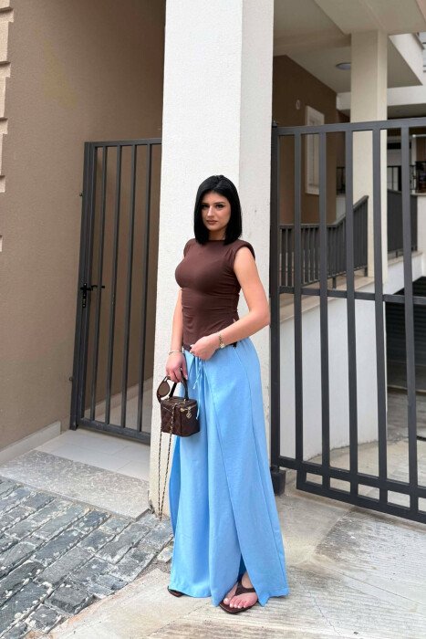 PANTALLONA ME BEL ELASTIK PER FEMRA NE NGJYRE BABY BLU - 2