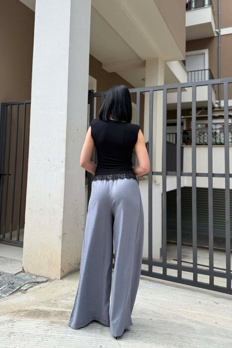 PANTALLONA ME BEL ELASTIK PER FEMRA NE NGJYRE GRI - 3