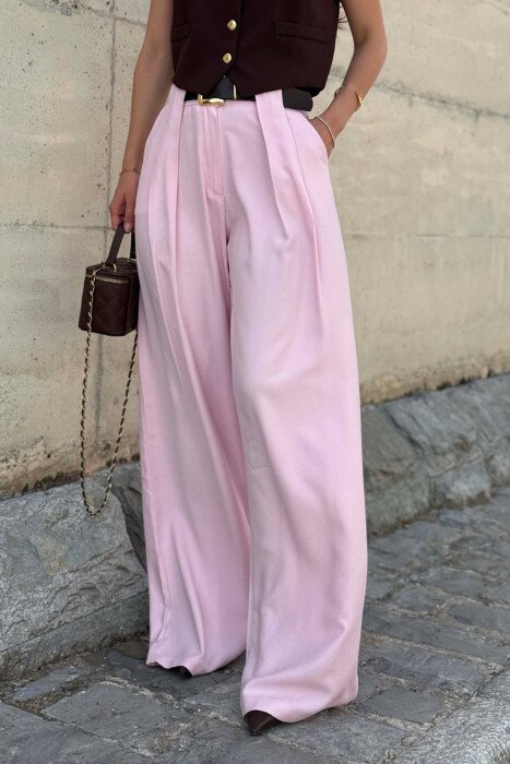 PANTALLONA ME DETAJIN E RRIPIT PER FEMRA NE NGJYRE ROZE - 3