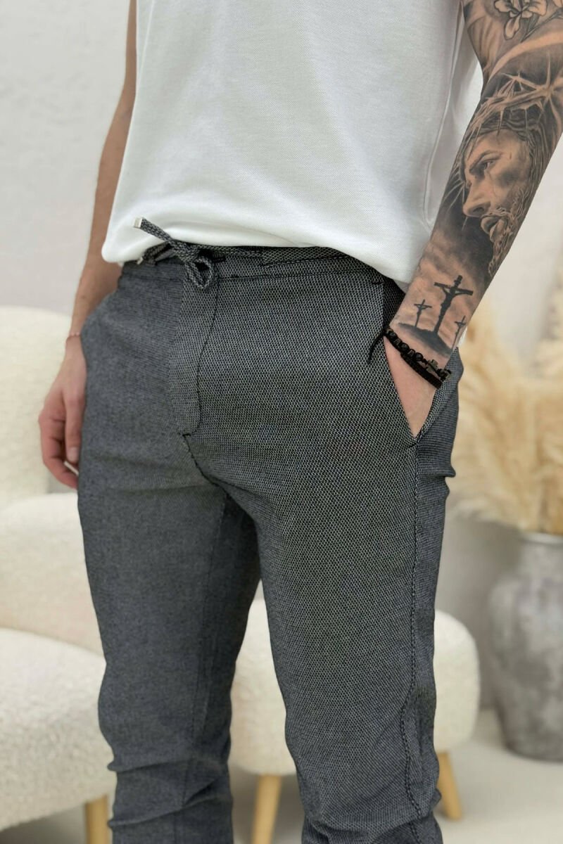 PANTALLONA ME LIDHSESE TEK BELI PER MESHKUJ NE NGJYRE GRI - 4