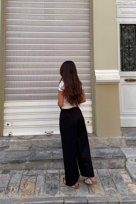 PANTALLONA NJE NGJYRESHE ME BEL ELASTIK PER FEMRA NE NGJYRE TE ZEZE - 4