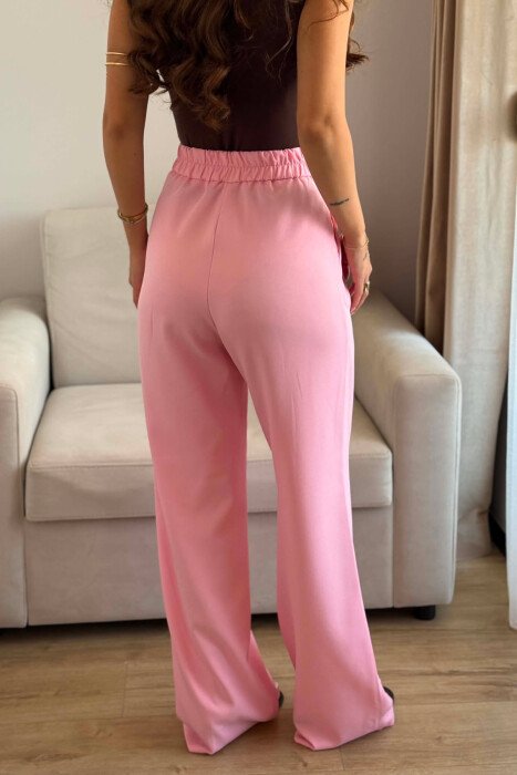 PANTALLONA NJE NGJYRESHE ME BEL GJYSEM ELASTIK PER FEMRA NE NGJYRE ROZE TE ZBARDHUR - 4