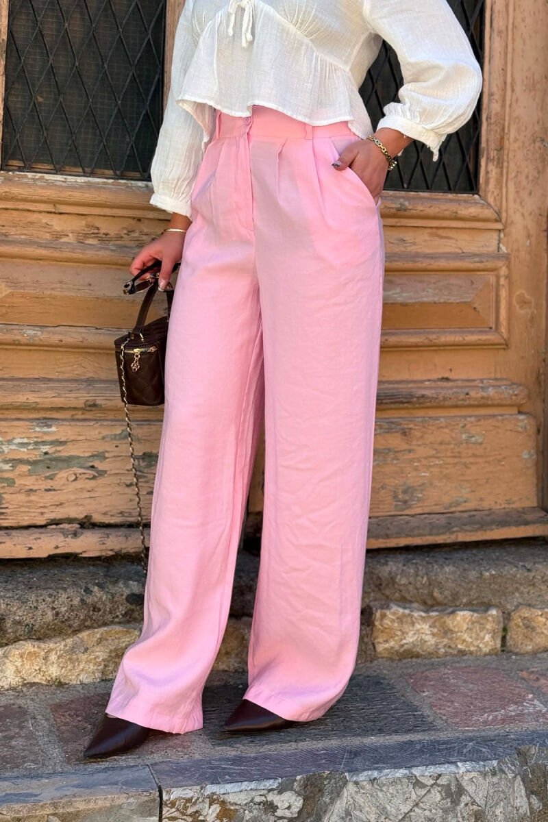 PANTALLONA NJE NGJYRESHE TE GJERA PER FEMRA NE NGJYRE ROZE - 2