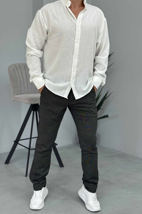 PANTALLONA NJË NGJYRËSHE TË THJESHTA PËR MESHKUJ NË NGJYRËN GRI E ERRËT - KLAUDIO FASHION