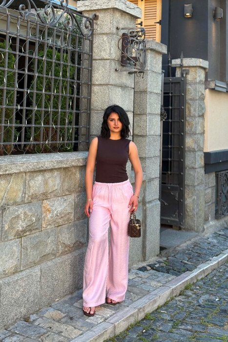PANTALLONA NJENGJYRESHE ME SHKELQIM PER FEMRA NGJYRE ROZE - KLAUDIO FASHION