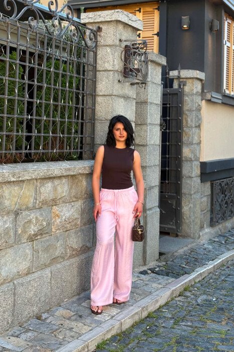 ONE COLOR SHINY WOMAN TROUSERS PINK/ROZE - 2