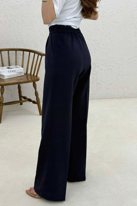 PANTALLONA TE GJERA ME BEL GJYSEM ELASTIK PER FEMRA NE NGJYRE BLU - 2