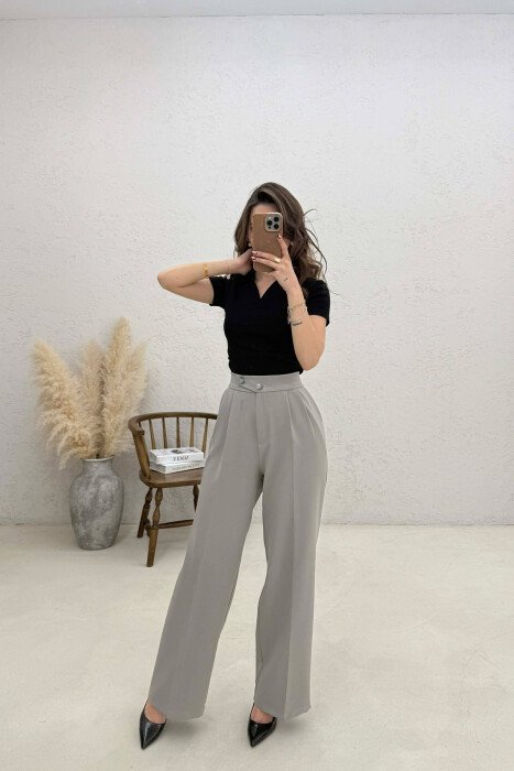 PANTALLONA TE GJERA ME BEL GJYSEM ELASTIK PER FEMRA NE NGJYRE GRI - 4