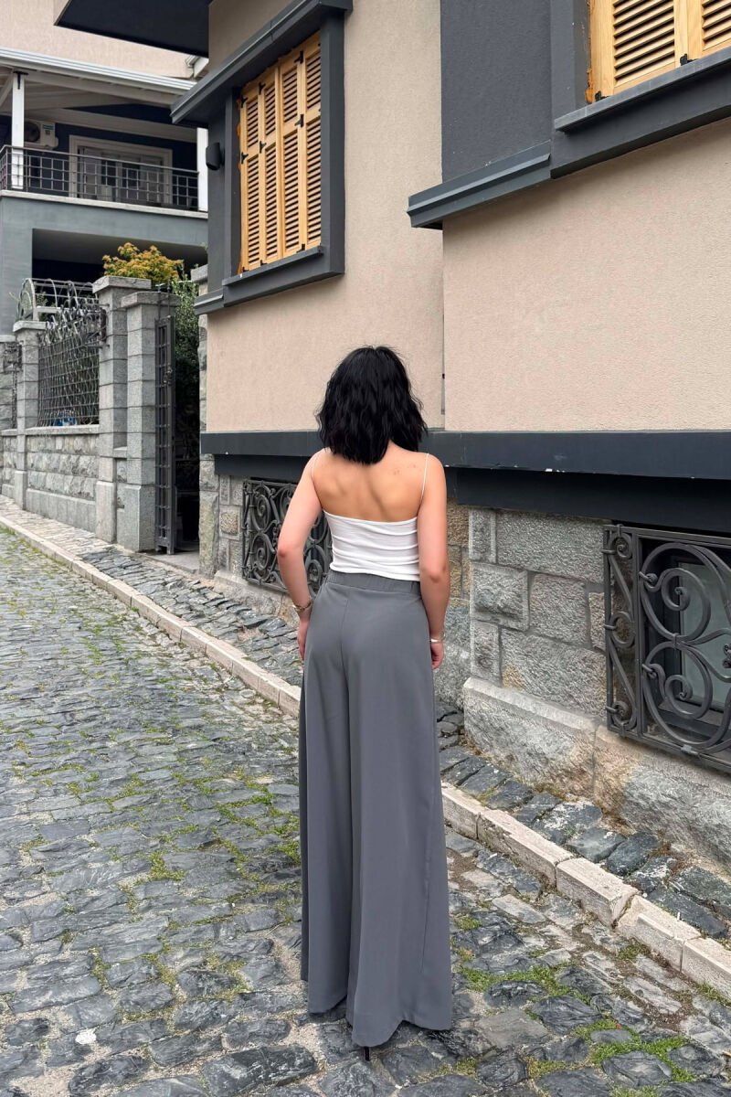 PANTALLONA TE GJERA ME BEL GJYSME ELASTIK PER FEMRA NE NGJYRE GRI - 3