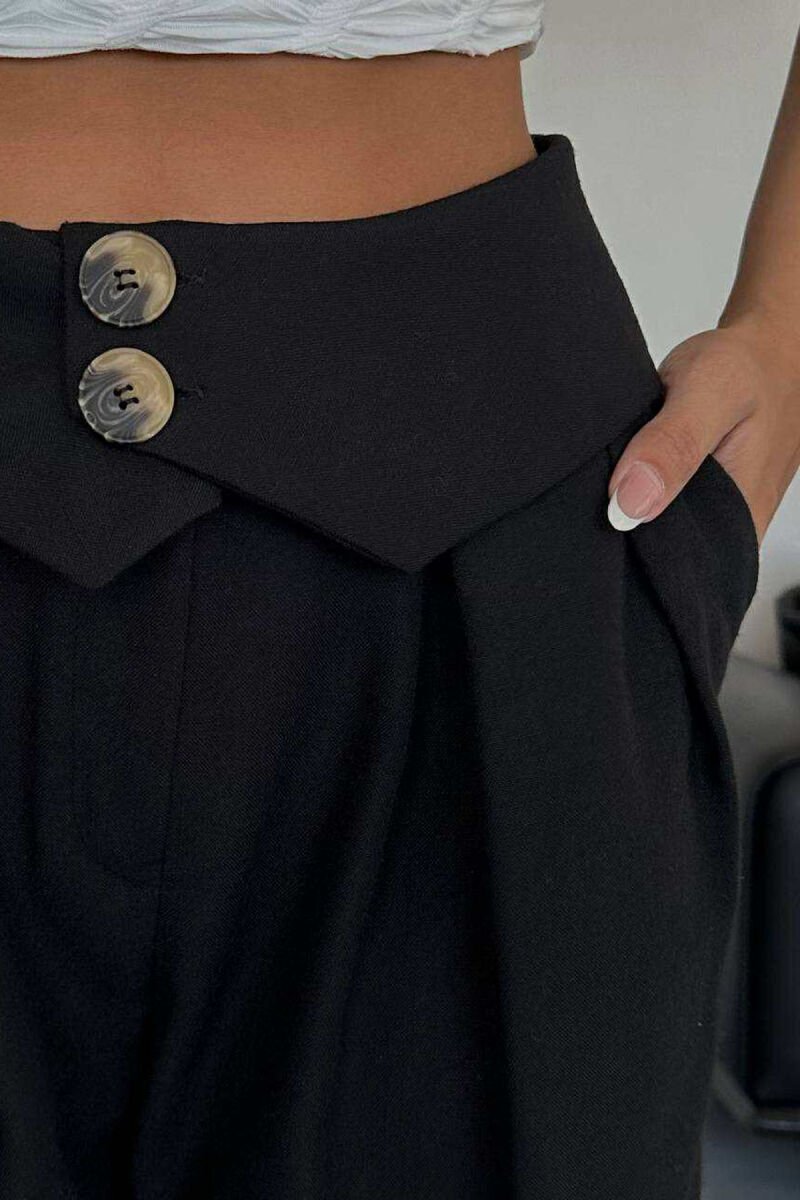 PANTALLONA TË GJERA ME DETAJIN E KOPSAVE PËR FEMRA NË NGJYRËN E ZEZË - 7