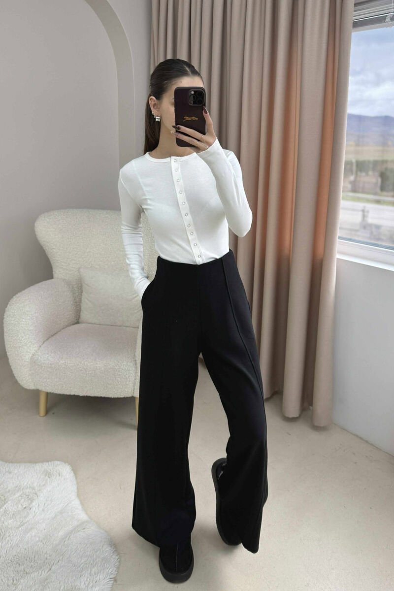 PANTALONA TE GJERA NJE NGJYRESHE ME BEL ELASTIK PER FEMRA NE NGJYRE TE ZEZE - 2