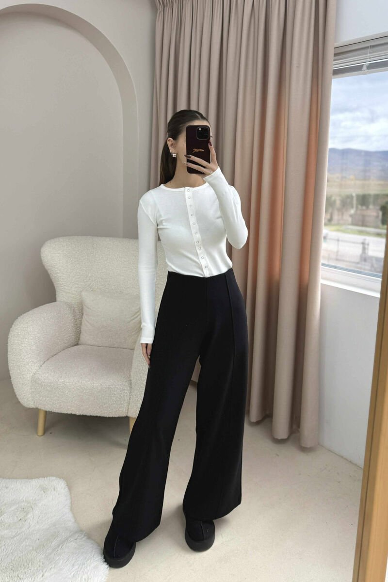 PANTALONA TE GJERA NJE NGJYRESHE ME BEL ELASTIK PER FEMRA NE NGJYRE TE ZEZE - 3