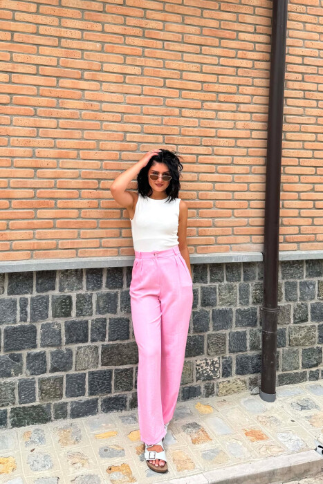 PANTALLONA TE GJERA NJE NGJYRESHE PER FEMRA NE NGJYRE ROZE 