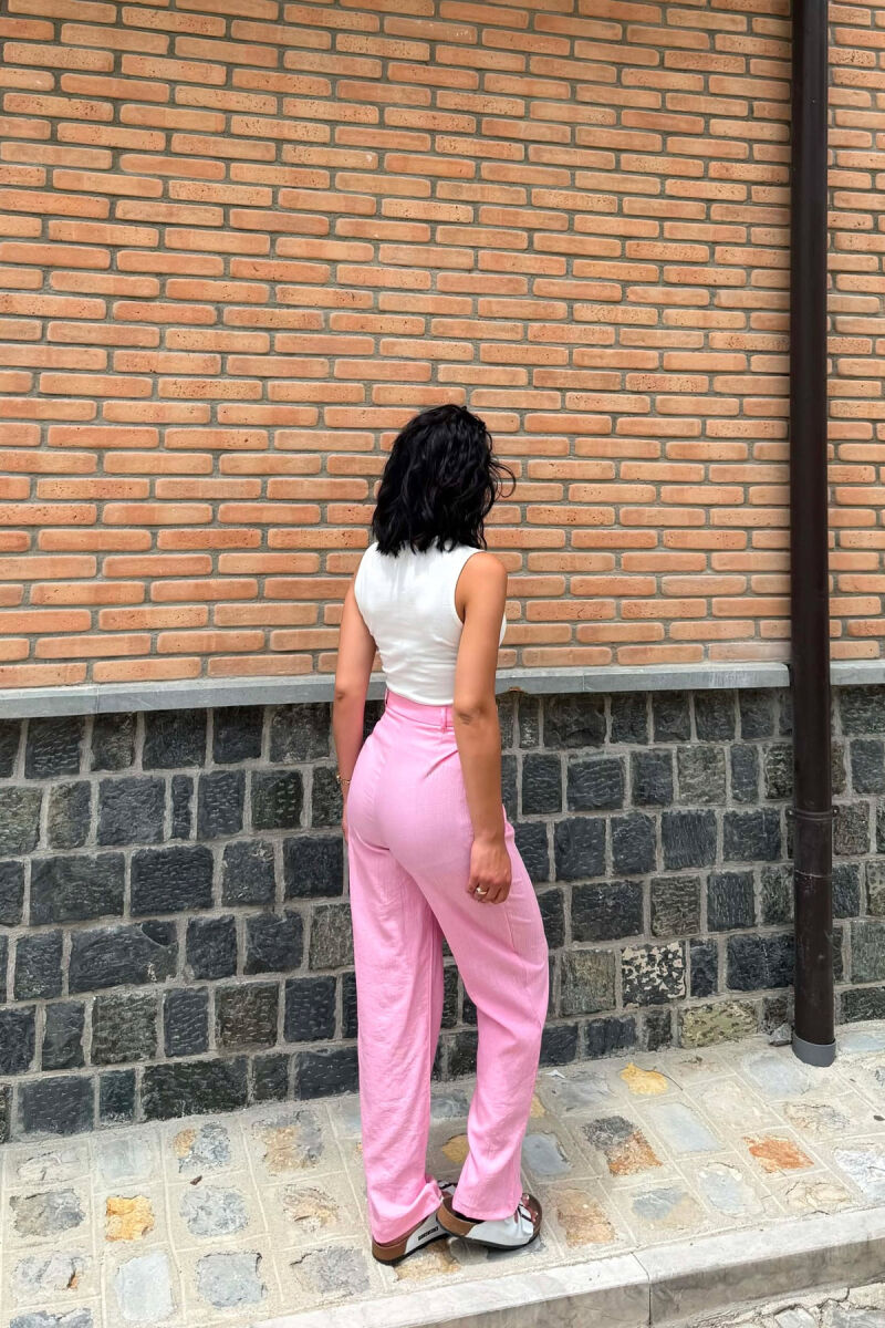 PANTALLONA TE GJERA NJE NGJYRESHE PER FEMRA NE NGJYRE ROZE - 3
