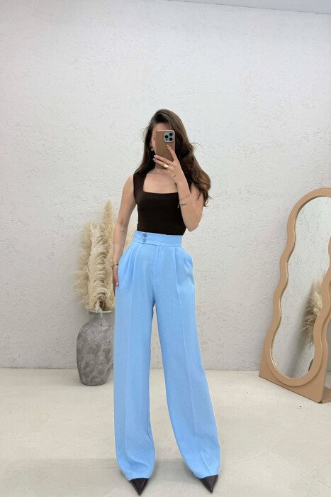 PANTALLONA TE GJERA NJE NGJYRESHE PER FEMRA NE NGJYRE BABY BLU - 1