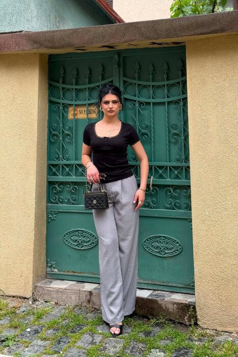 PANTALLONA TE GJERA NJENGJYRESHE PER FEMRA NE NGJYREN GRI TE ZBARDHUR - KLAUDIO FASHION