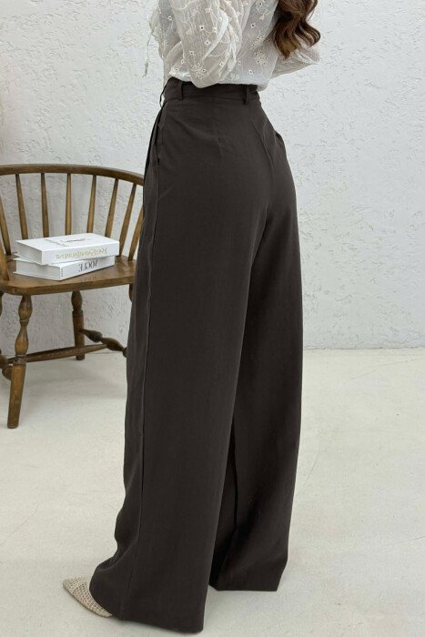 PANTALONA TE GJERA NJE NGJYRESHE PER FEMRA NE NGJYRE KAFE - 4