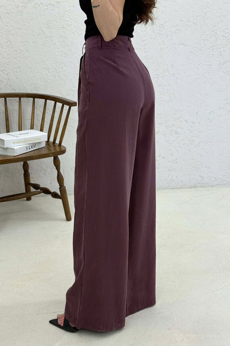 PANTALONA TE GJERA NJE NGJYRESHE PER FEMRA NE NGJYRE VISHNJE - 3