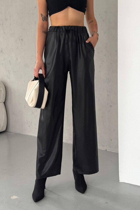 PANTALLONA TË GJERA PËR FEMRA NË NGJYRËN E ZEZË - KLAUDIO FASHION
