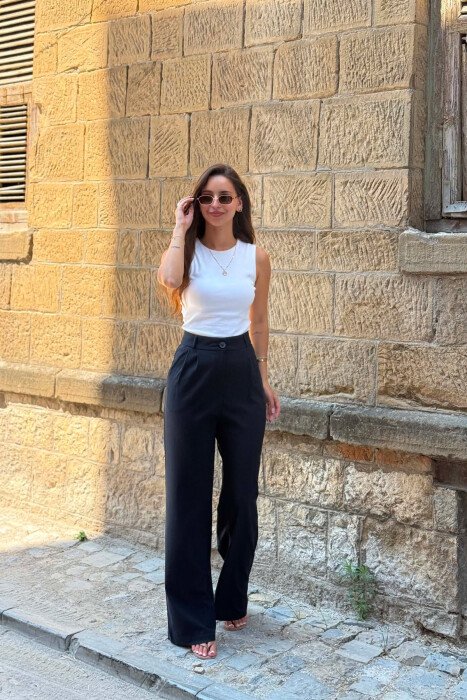 PANTALLONA TE THJESHTA NJE NGJYRESHE PER FEMRA NE NGJYRE BLU TE ERRET - KLAUDIO FASHION