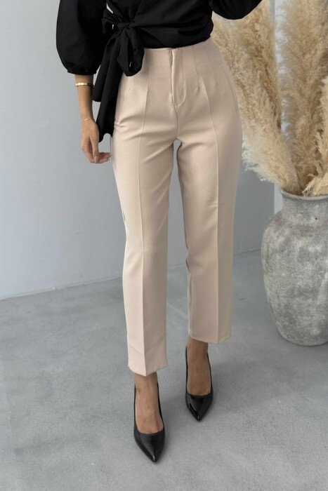 PANTALLONA TË THJESHTA NJË NGJYRËSHE PËR FEMRA NË NGJYRËN KREM - KLAUDIO FASHION