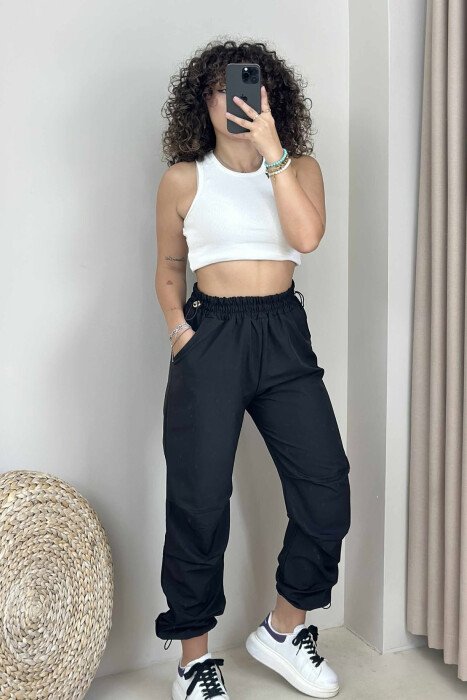 PARACHUTE ONE COLOR WOMEN TROUSERS BLACK/ E ZEZE - 3