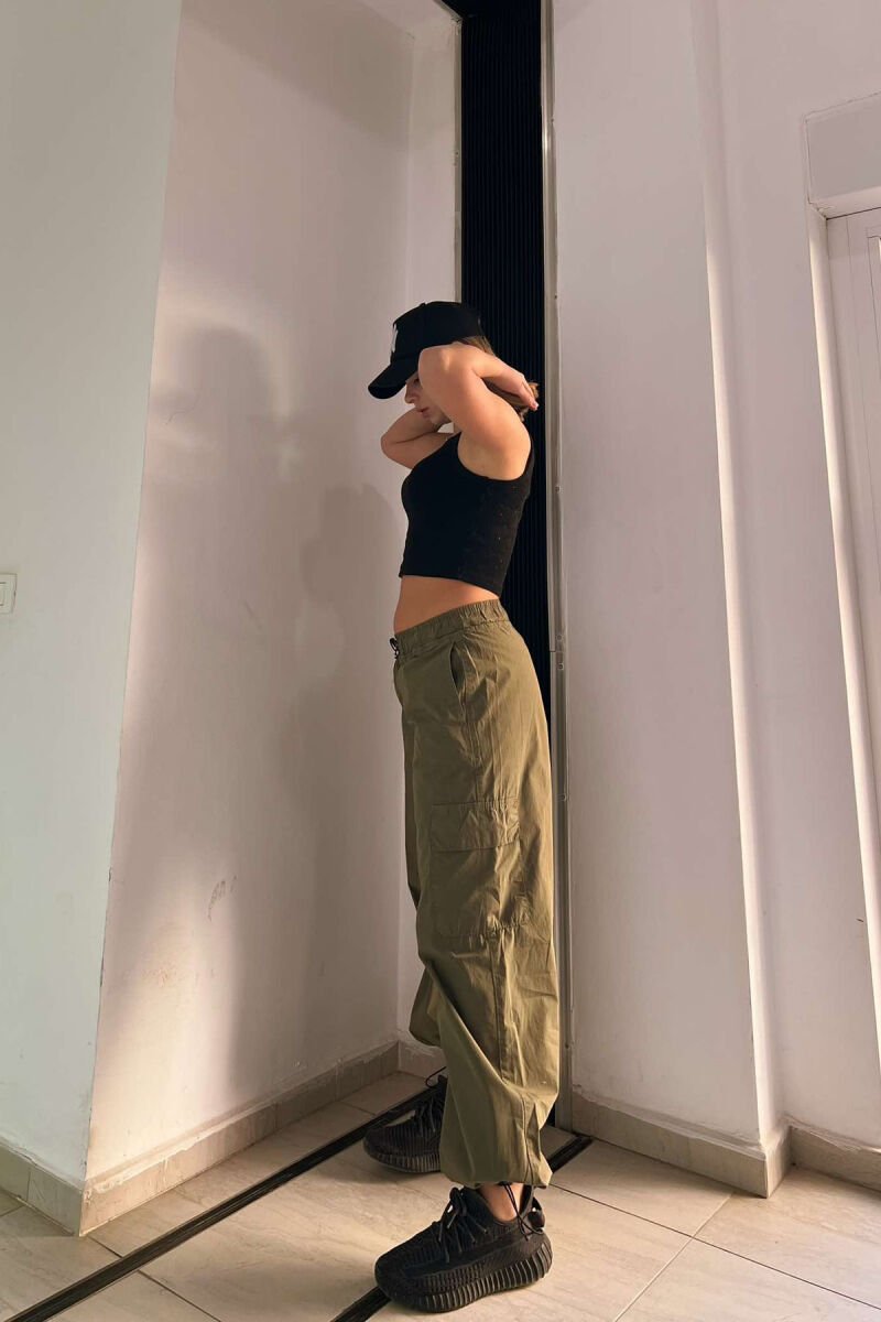 PARACHUTE SIDE POCKETS WOMEN TROUSERS GREEN/JESHILE - 4