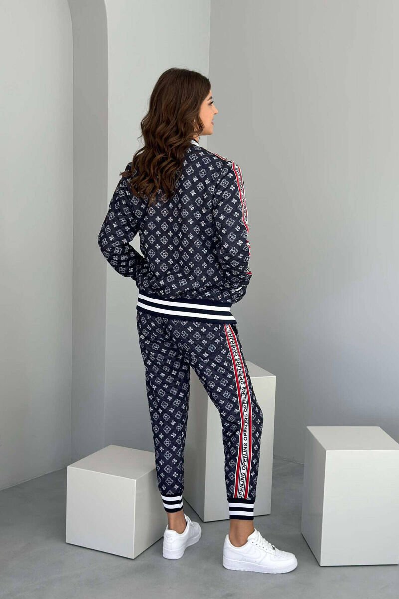 PATTERN DESIGN JACKET+JOGGERS WOMEN SET DARK BLUE/BEE - 3