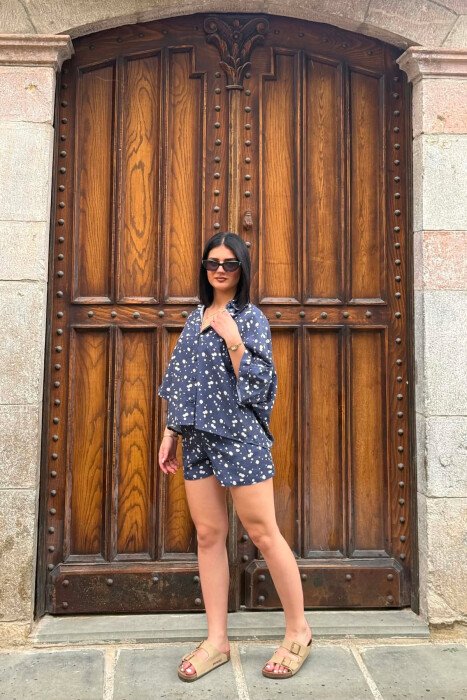 PATTERN SHIRT + SHORTS WOMAN SET BLUE/BLU - 3
