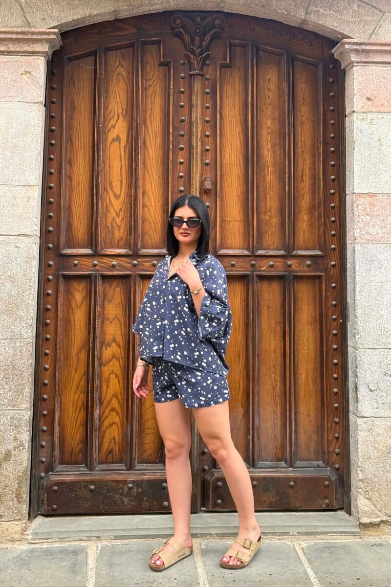 PATTERN SHIRT + SHORTS WOMAN SET BLUE/BLU - 3