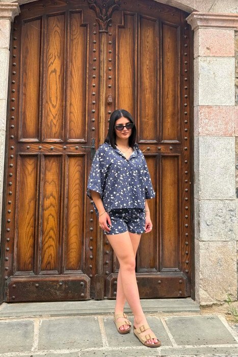 PATTERN SHIRT + SHORTS WOMAN SET BLUE/BLU - 5