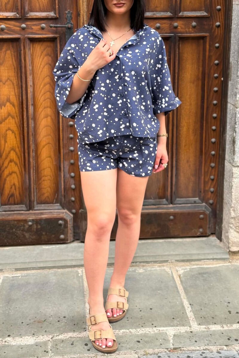 PATTERN SHIRT + SHORTS WOMAN SET BLUE/BLU - 6