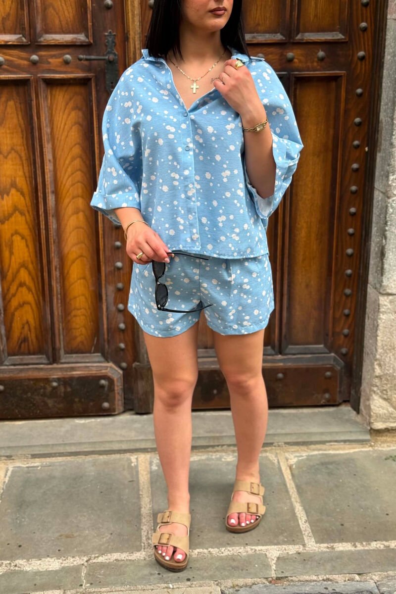 PATTERN SHIRT + SHORTS WOMAN SET LIGHTBLUE/BZ - 3