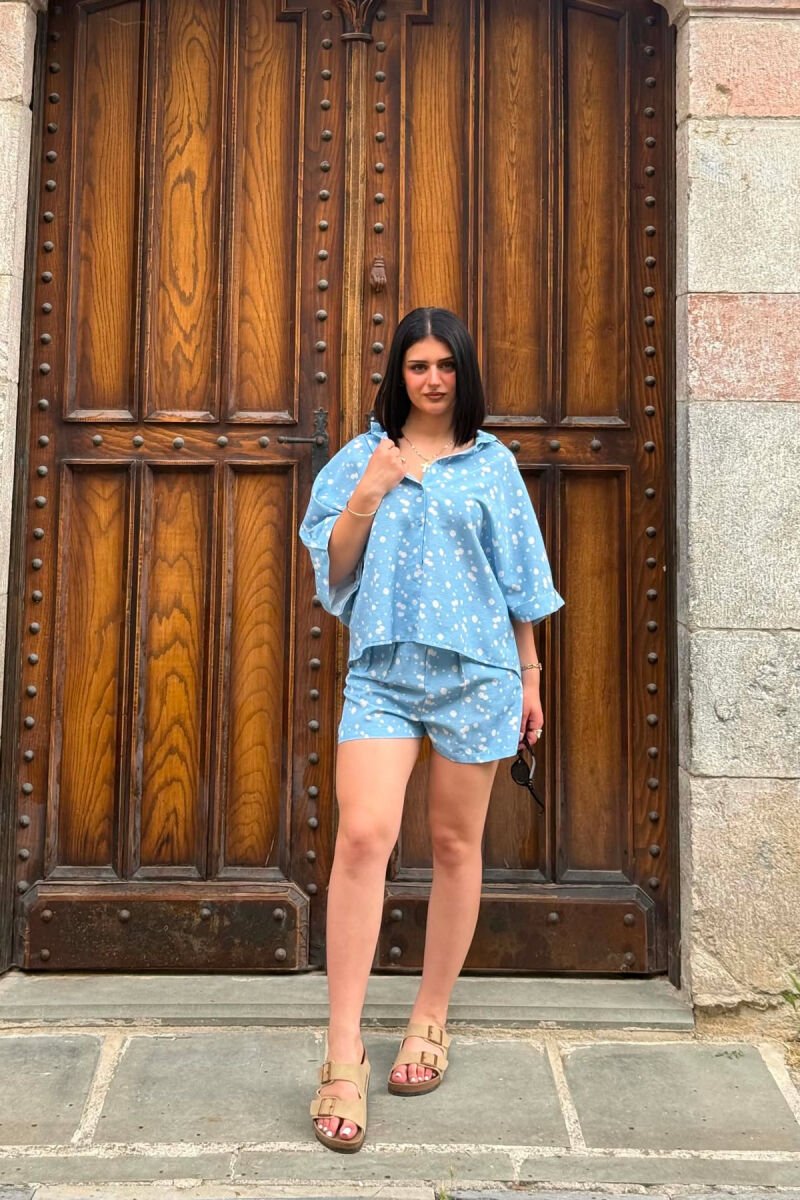 PATTERN SHIRT + SHORTS WOMAN SET LIGHTBLUE/BZ - 6